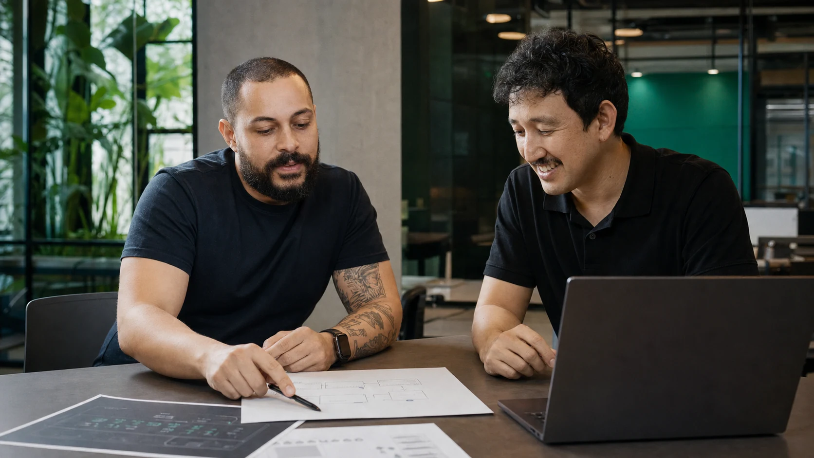 Composição editorial de Filipe Osanai e Felippe Cassiano trabalhando juntos.